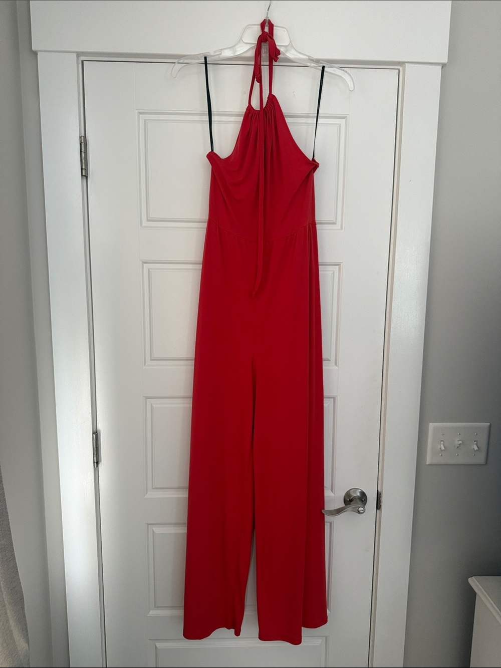 Forever 21 Red Halter Neck Wide-Leg Jumpsuit